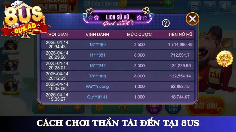 Cách chơi thần tài đến tại 8Us