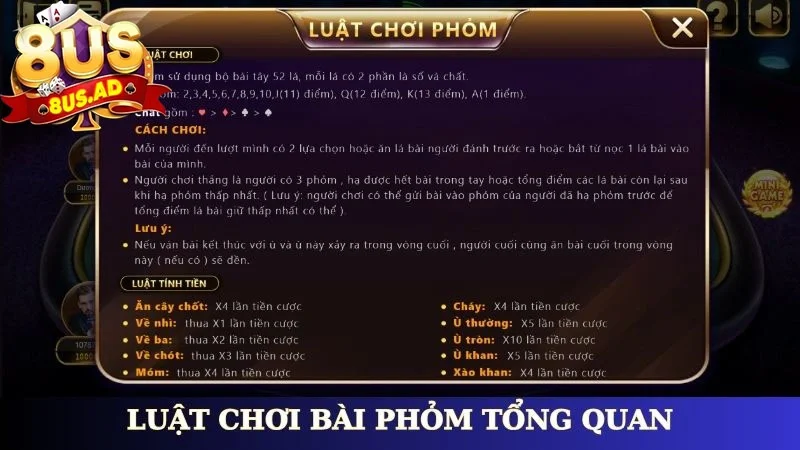 Luật chơi bài phỏm tổng quan
