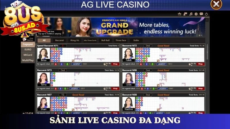 Sảnh live casino đa dạng
